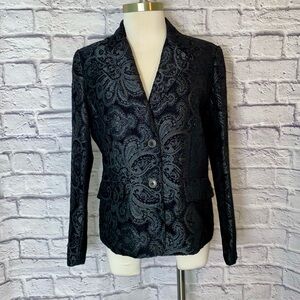 Rafaella. Black Paisley Print Jacquard Blazer. Stunning Pattern. Size 10.